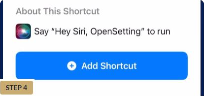 4 siri opensetting to run